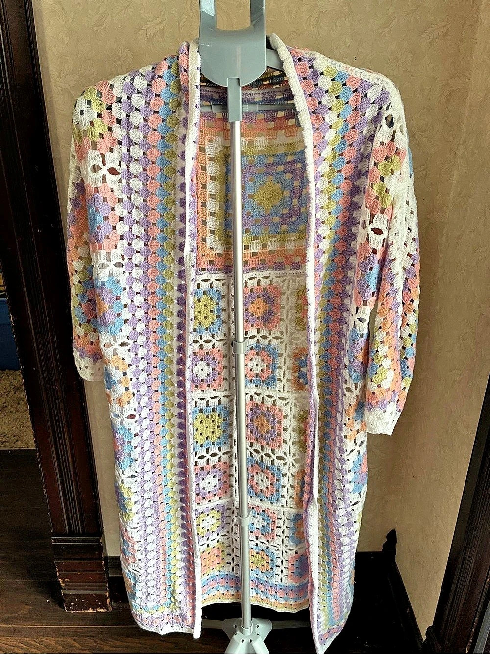 POLI Multicolor Crochet Cardigan Like New